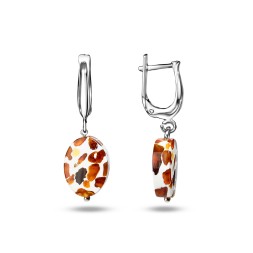 Серьги &quot;Чипсы&quot; Посеребрение с Янтарем и юв.смолой