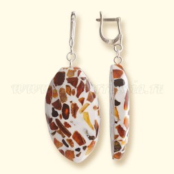 Серьги &quot;Овал&quot; Посеребрение с Янтарем и юв.смолой