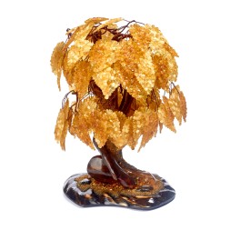 Дуб из Янтаря на деревянной подставке 35см