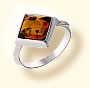 Кольцо с Янтарём Посеребрение