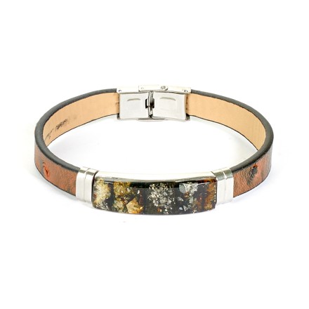 Браслет &quot;Мозаика&quot; из Янтаря на кожаном ремешке (в ассортименте) купить