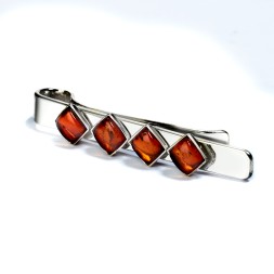 Зажим Посеребрение, янтарь