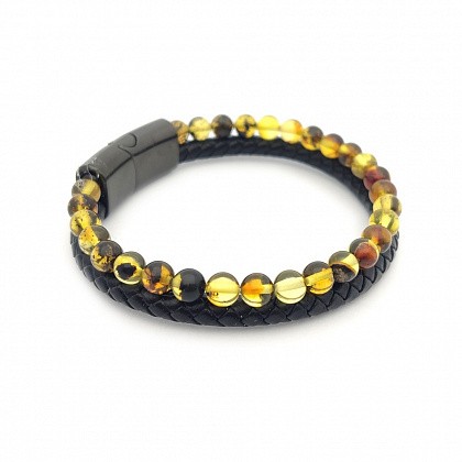 Браслет &quot;Шар&quot; из Янтаря на кожаном ремешке купить