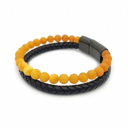 Браслет &quot;Шар&quot; из Янтаря на кожаном ремешке купить