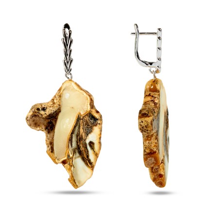 Серьги &quot;Спил&quot; из Янтаря и юв.сплава купить