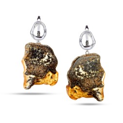 Серьги &quot;Спил&quot; из Янтаря и юв.сплава