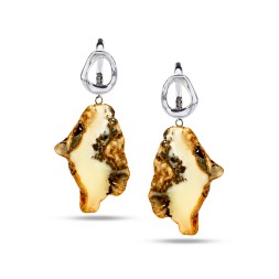 Серьги &quot;Спил&quot; из Янтаря и юв.сплава