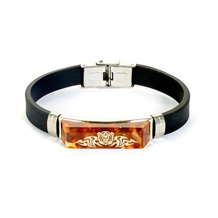 Браслет &quot;Символика&quot; из Янтаря на каучуковом ремешке купить