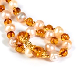 Колье &quot;Византия&quot; из Янтаря и жемчуга