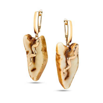 Серьги &quot;Спил&quot; из Янтаря и юв.сплава купить