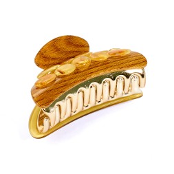 Заколка - краб корич. большая с Янтарем