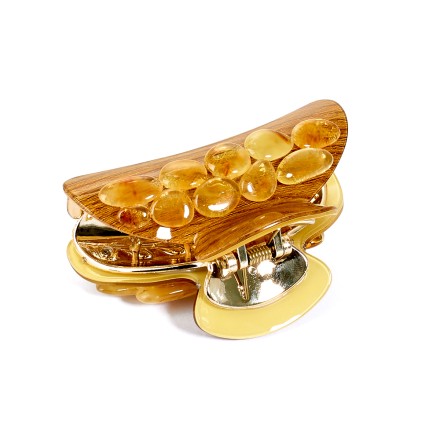 Заколка - краб корич. большая с Янтарем купить