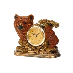 Часы настольные &quot;Медведи&quot; из Янтаря и полистоуна