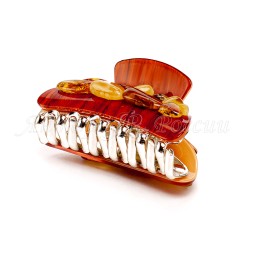 Заколка - краб красн. с Янтарем