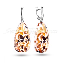 Серьги &quot;Капля&quot; Посеребрение с Янтарем и юв.смолой