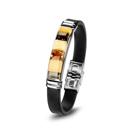 Браслет &quot;Мозаика&quot; из Янтаря на каучуковом ремешке купить