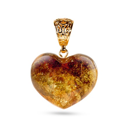 Кулон &quot;Сердце&quot; из Янтаря и юв.сплава купить