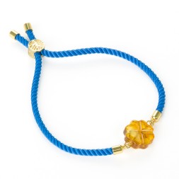 Браслет-оберег &quot;Клевер&quot; из Янтаря  на шнурке