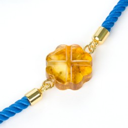 Браслет-оберег &quot;Клевер&quot; из Янтаря  на шнурке