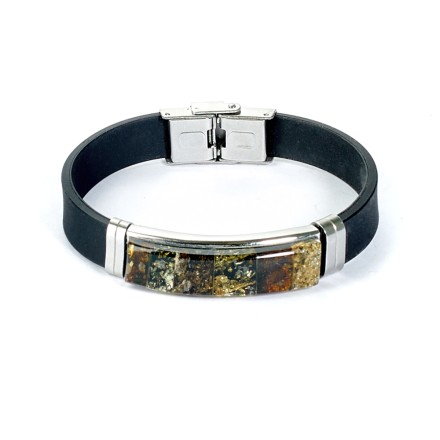 Браслет &quot;Мозаика&quot; из Янтаря на каучуковом ремешке купить