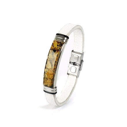 Браслет &quot;Мозаика&quot; из Янтаря на кожаном ремешке купить