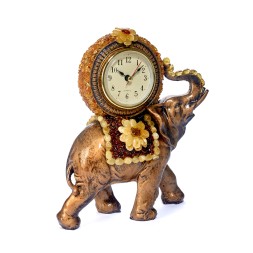 Часы настольные &quot;Слон&quot; из Янтаря и полистоуна