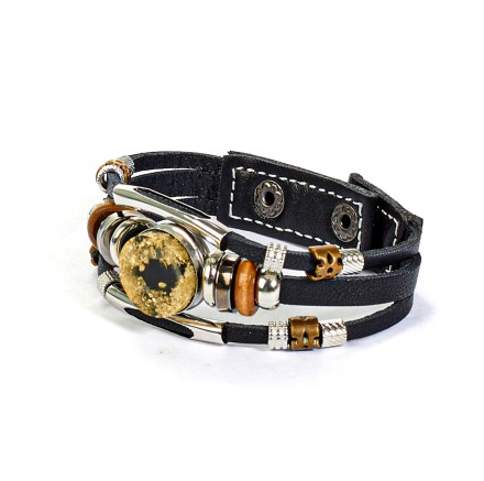 Браслет &quot;Многослойный&quot; из Янтаря на кожаном ремешке купить