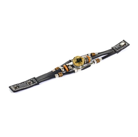 Браслет &quot;Многослойный&quot; из Янтаря на кожаном ремешке купить