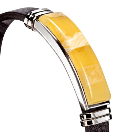 Браслет &quot;Мозаика&quot; из Янтаря на кожаном ремешке купить