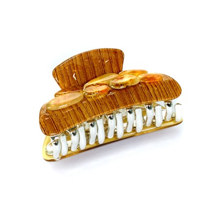 Заколка - краб корич. сред. с Янтарем купить