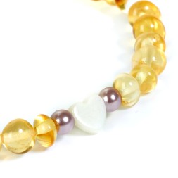 Браслет детский &quot;Сердечко&quot; из Янтаря с перламутром