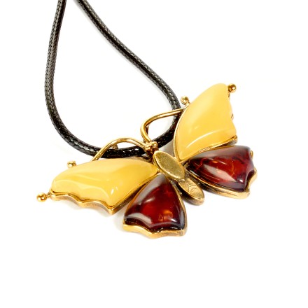 Кулон &quot;Бабочка&quot; из Янтаря и латуни купить