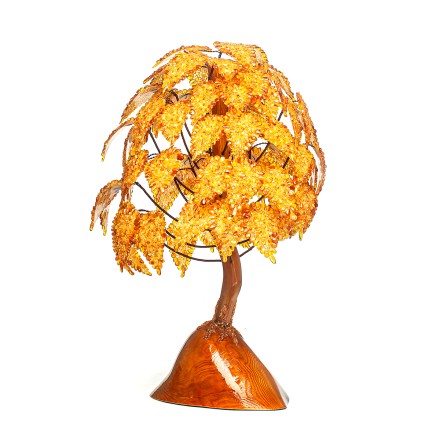 Дуб из Янтаря на деревянной подставке 45см купить