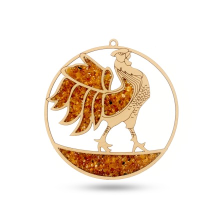 Витраж &quot; Петух&quot; янтарь, дерево купить