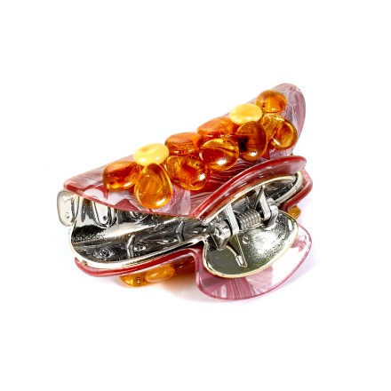 Заколка - краб большая в ассортименте с янтарем купить