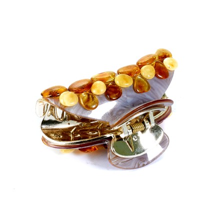 Заколка - краб большая в ассортименте с янтарем купить