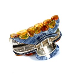 Заколка - краб большая в ассортименте с янтарем