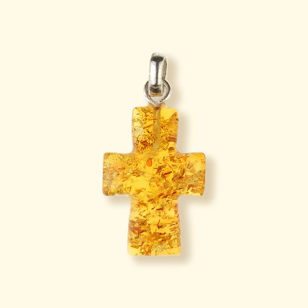 Подвеска &quot;Крестик&quot; из Янтаря Посеребрение купить