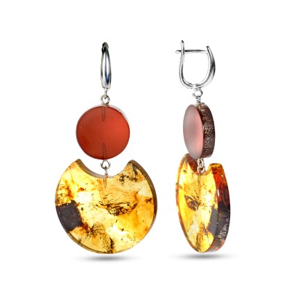 Серьги &quot;Месяц&quot; из Янтаря и юв.сплава купить