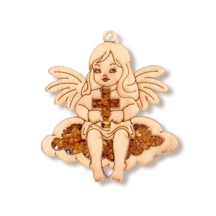 Магнит Ангел из Янтаря и дерева купить