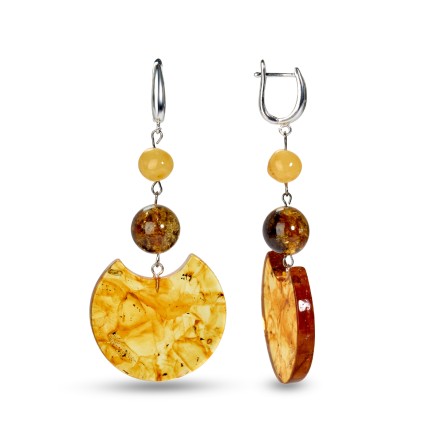 Серьги &quot;Месяц&quot; из Янтаря и юв.сплава купить
