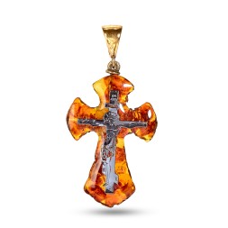 Подвеска &quot;Крестик&quot; из Янтаря и юв.смолы