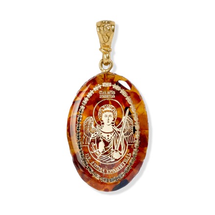 Подвеска-образок Св. Ангел Хранитель из Янтаря и юв.смолы купить
