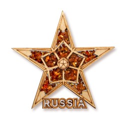 Магнит &quot;Звезда&quot;  Янтарь, дерево