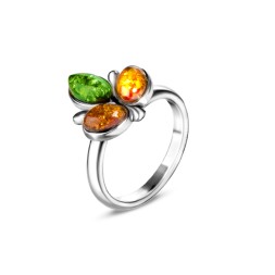 Кольцо &quot;Орхидея&quot; Посеребрение c Янтарем