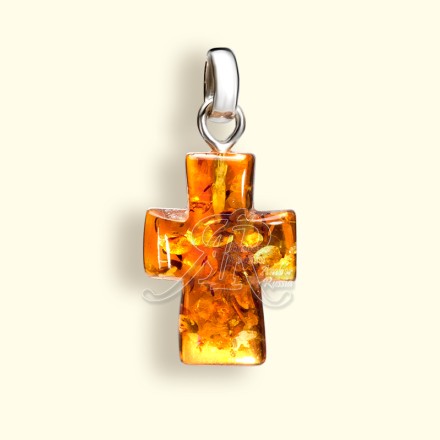 Подвеска &quot;Крестик&quot; из Янтаря Посеребрение купить