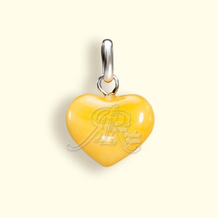 Кулон &quot;Сердце&quot; из Янтаря Посеребрение купить