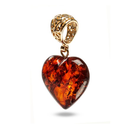 Кулон &quot;Сердце&quot; из Янтаря и юв.сплава купить
