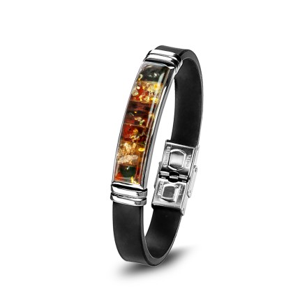 Браслет &quot;Мозаика&quot; из Янтаря на каучуковом ремешке купить