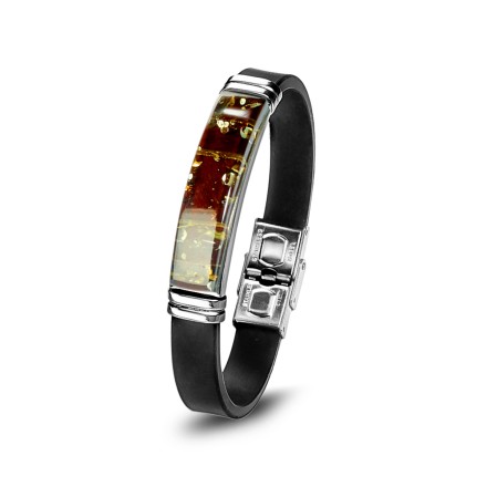 Браслет &quot;Мозаика&quot; из Янтаря на каучуковом ремешке купить